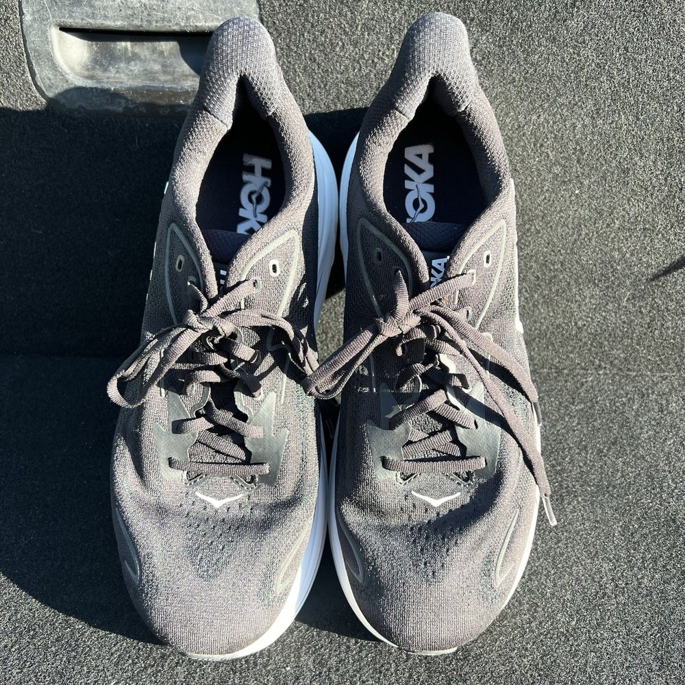Hoka Clifton 10 Black Running Shoes Mens Size 11 2E Wide US Comfort 1162032 BWHT - Picture 3 of 8